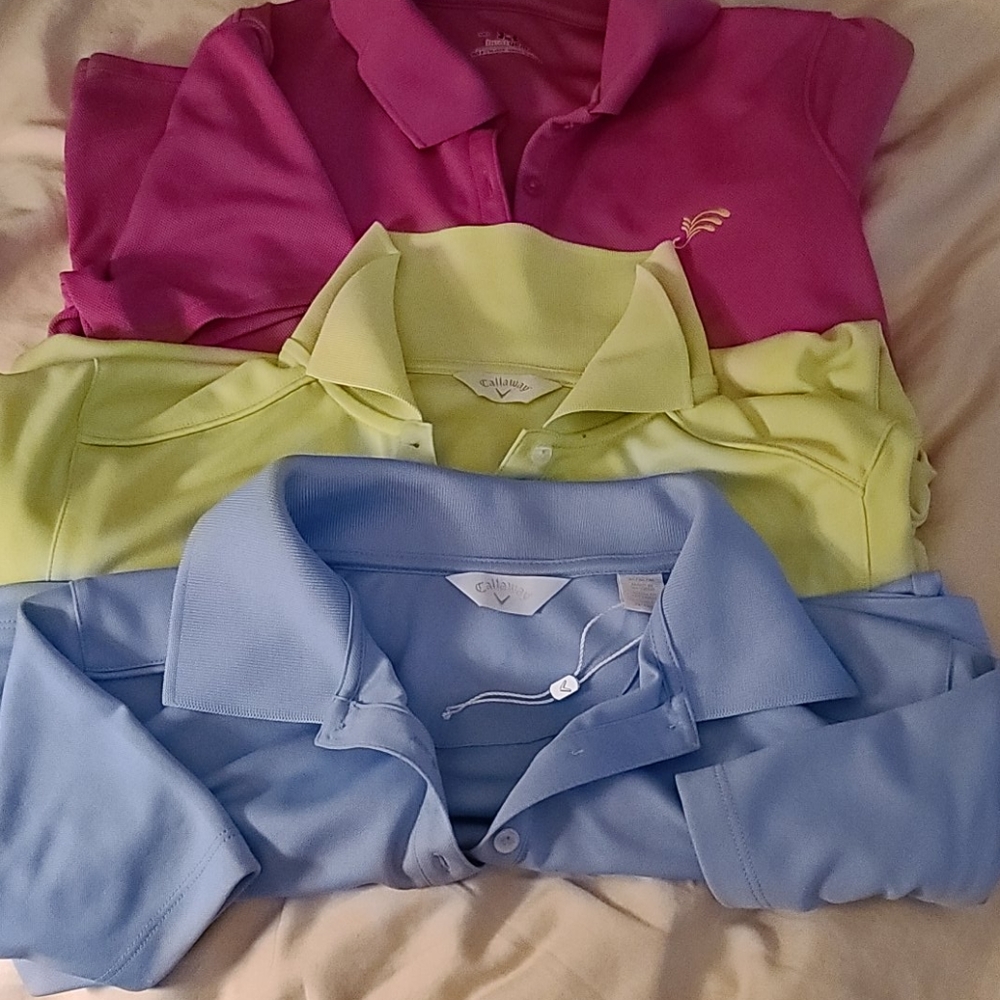 3 golf shirts 2 Callaway 1 under Amour size med